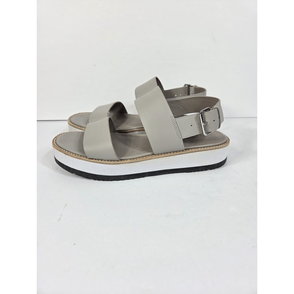 Vince Mana Gray Fossil Leather Strappy Platform Slingback Sandals Women Sz 8